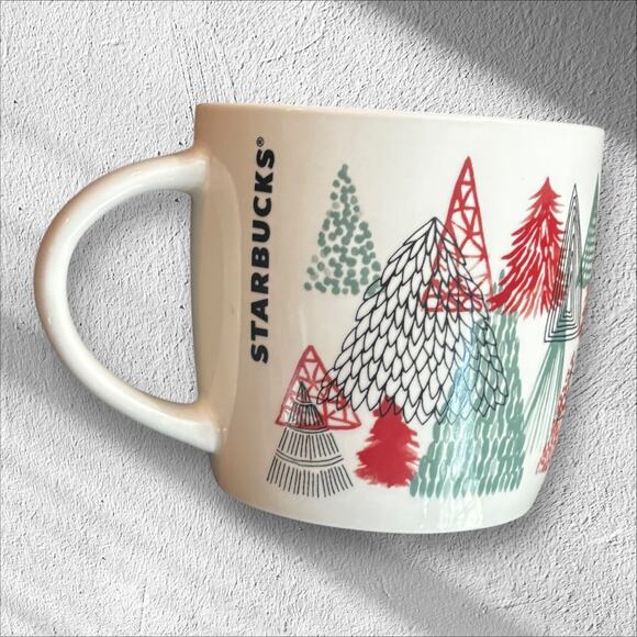 Starbucks Christmas Trees Winter Holiday Mugs (2)14 oz Coffee Hot Chocolate Cups - Picture 7 of 7
